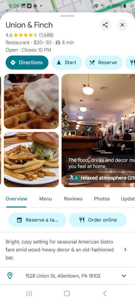 Select the GBP for the business to leave them a Google review.